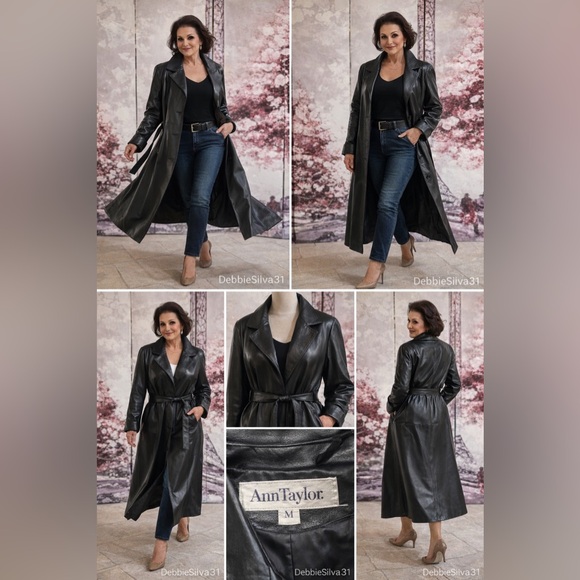 VINTAGE/CLASSIC  ANN TAYLOR GENUINE LEATHER FULL LENGTH COAT - Picture 4 of 13